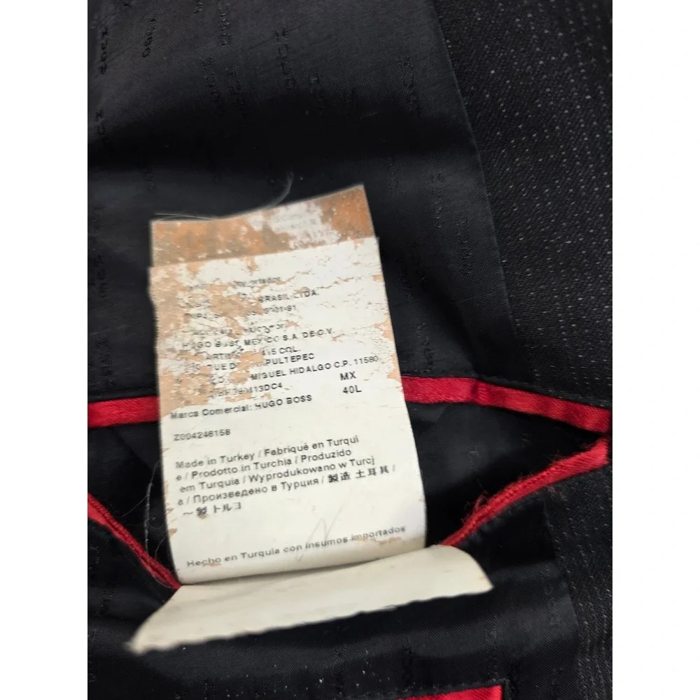 Hugo Boss Blazer Mens 40L 40 Charcoal Gray Textured Stripe Sport Coat‎